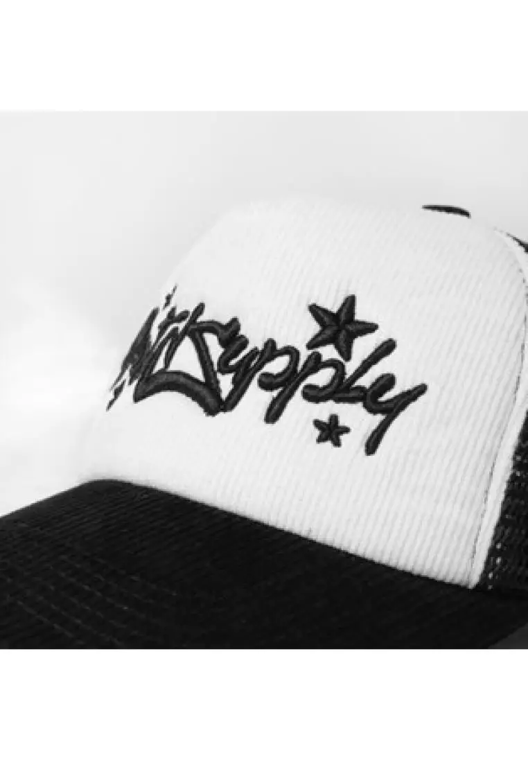 OOTDSUPPLY Polo Caps Trucker Corduroy Bordir Breaker Line White Black I Topi Hat Pria & Wanita | CAP37