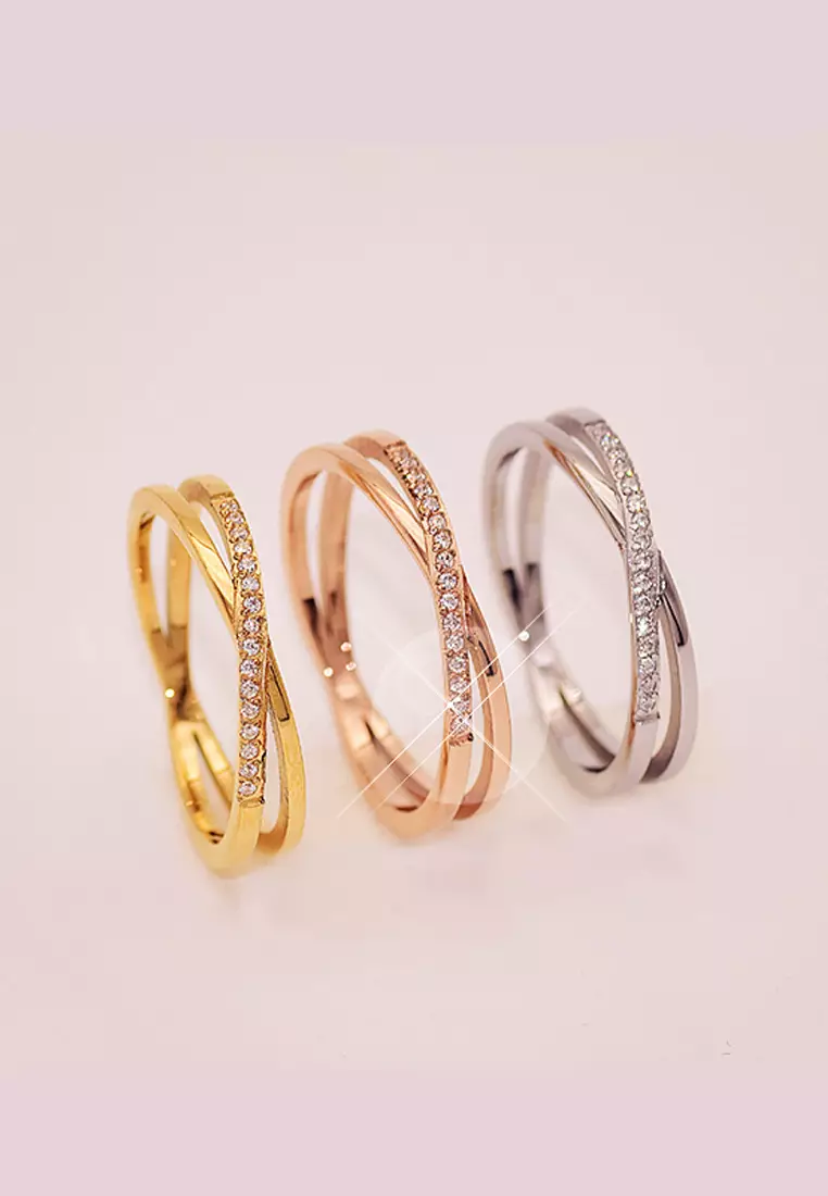Reva Entwined Single Row Zirconia Ring in Silver