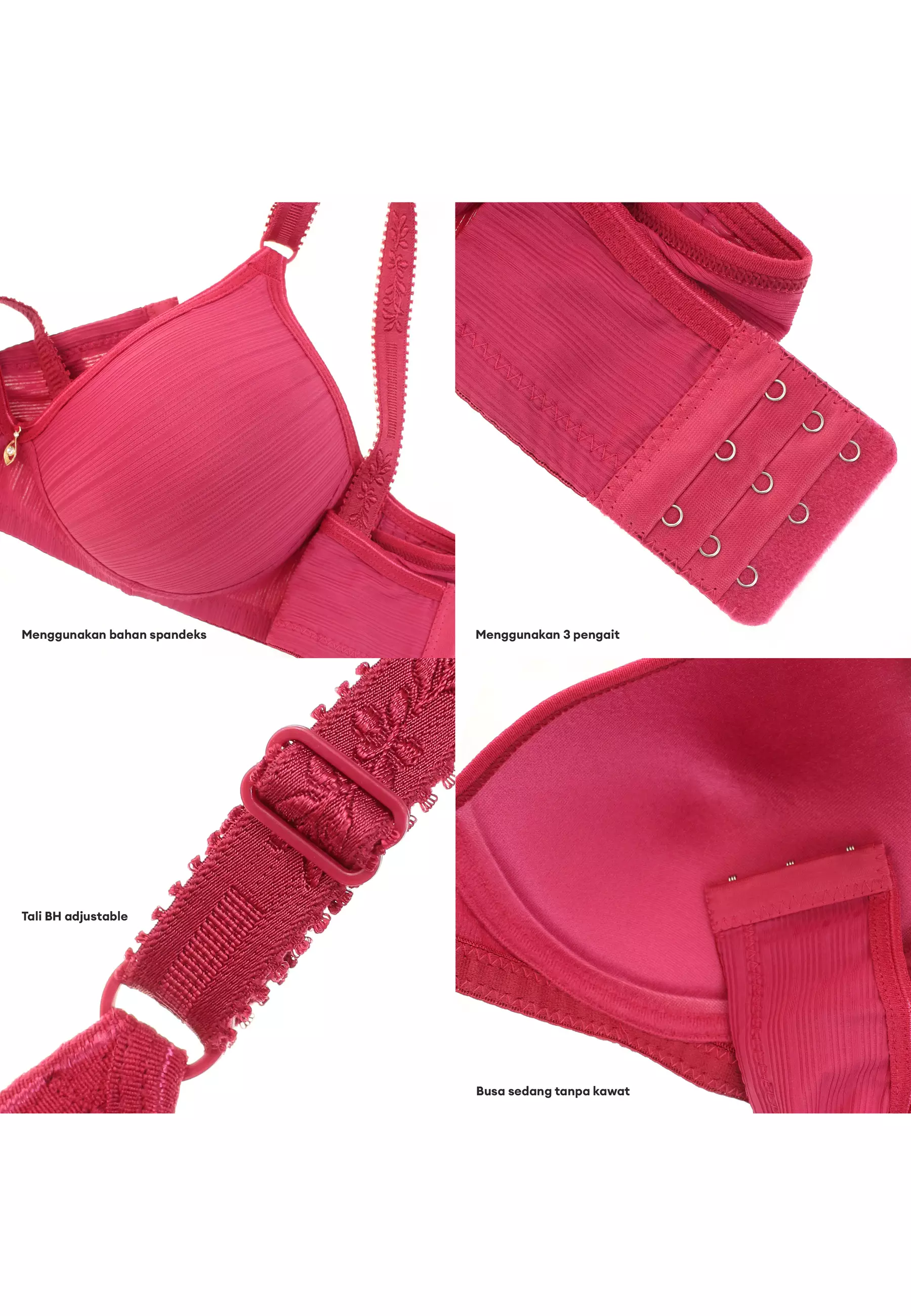 You've ( You Have ) BH Bra Wanita BH Tanpa Kawat Busa Tipis Motif Garis 100122