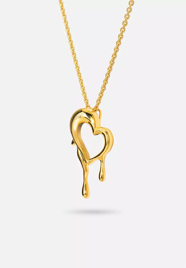 Drip Bleeding Heart 18K Gold Plated Pendant