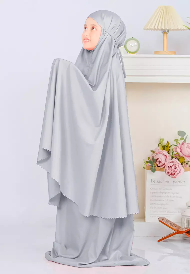 Zelena - Mukena Basic Sabira Lasercut 2in1 Prayer Set - Anak
