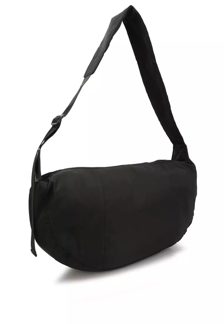 Nylon Hobo Bag With Adjustable Straps in Black
