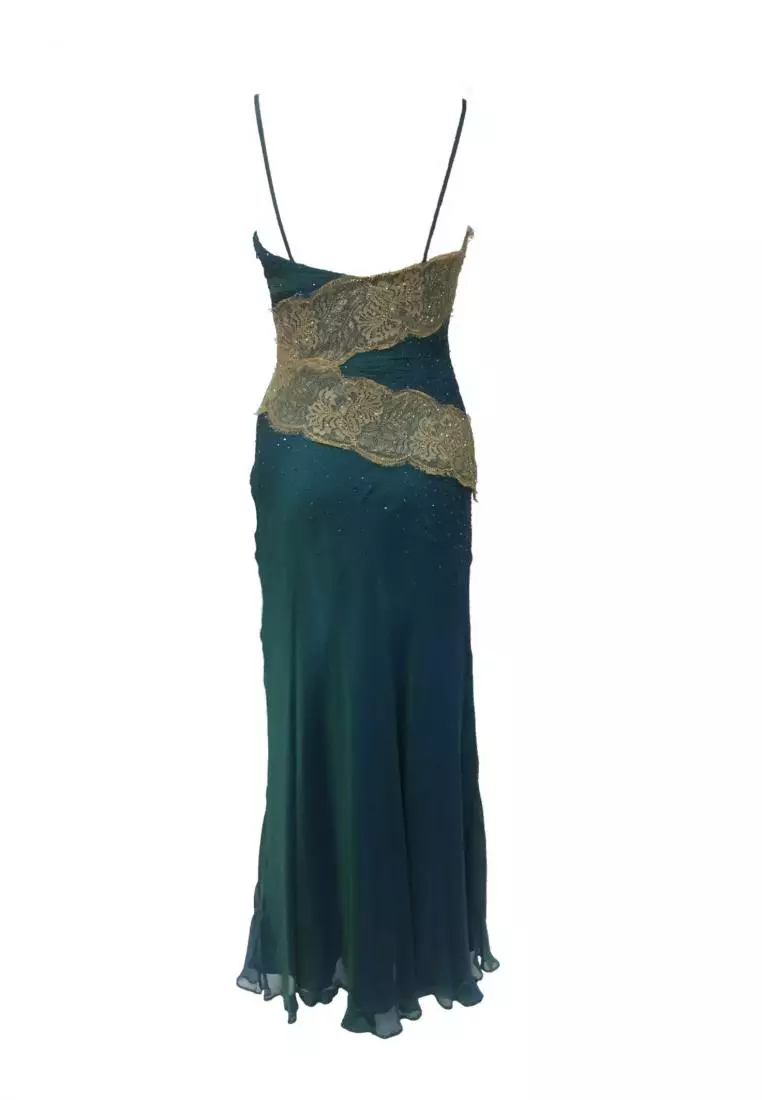 迷人真絲雪紡釘珠晚禮服