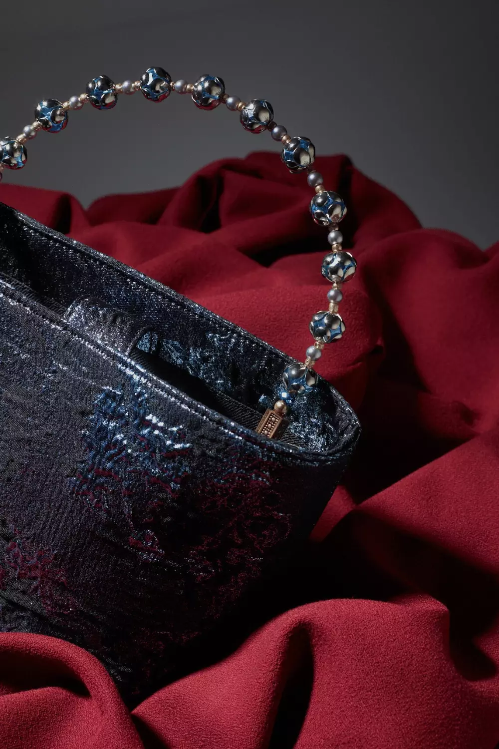 Crystal Embellished Layla Ice blue Bucket Bag