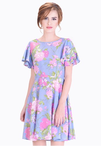 Cassandra Ruffle Sleeve Floral Dress