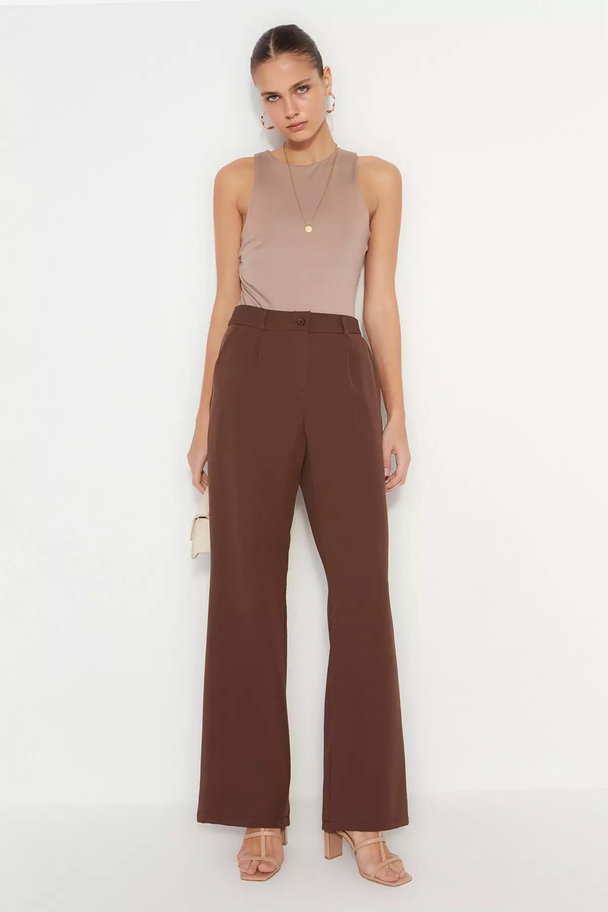 Wide Leg Pleated Trousers