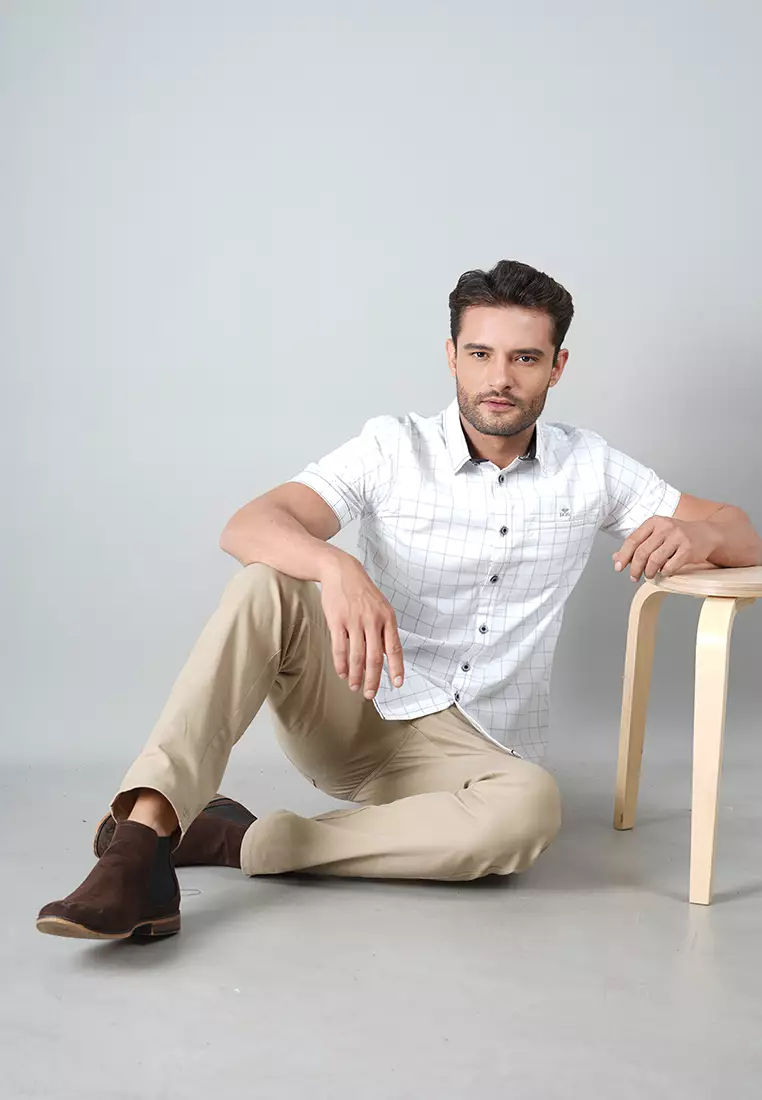LGS - Slim Fit - Kemeja Kotak Pria - Casual Shirt - Squaro Collection - Mukti - Motif - JSH