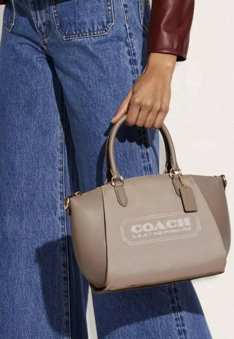 Coach Elise Satchel With Coach Badge Chalk Taupe