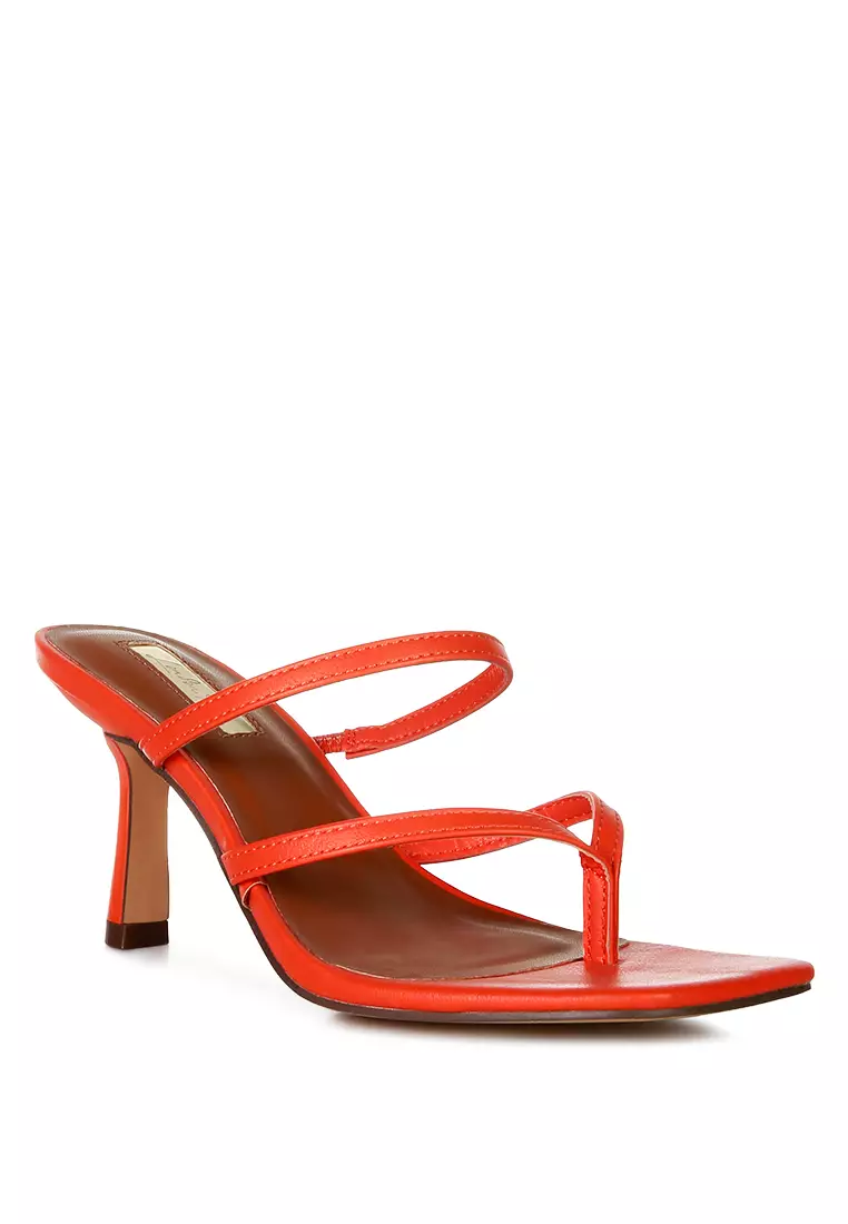 Orange High Heeled Casual Sandals