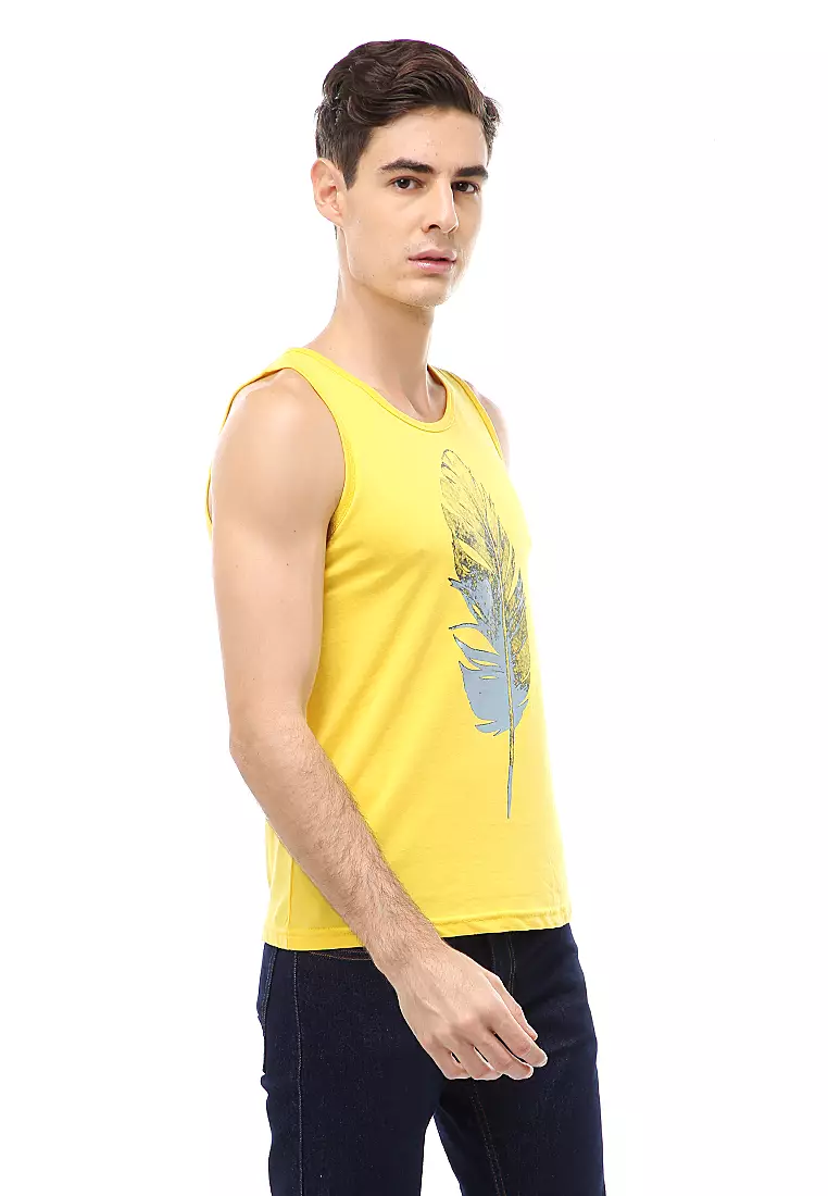 Agies Pakaian Dalam Pria Tank Top Singlet Goose feather Motive Material Cotton ORIGINAL - Yellow