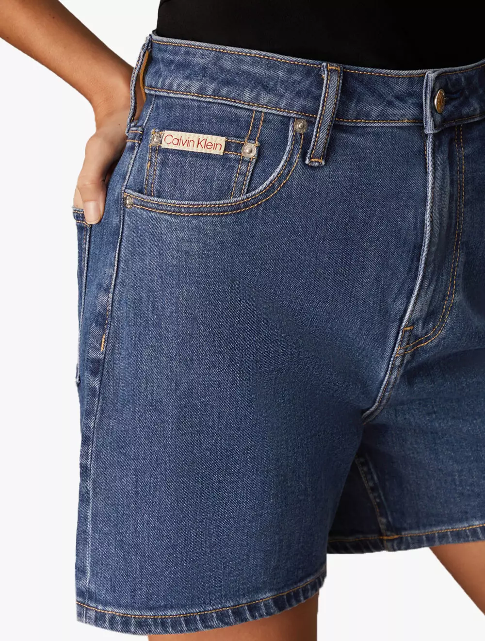 Calvin Klein Jeans - Sustainable High Rise Relaxed Denim Shorts - Blue - blue