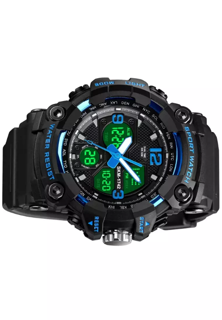 Jam Tangan Digital Pria Waterproof Many Function Strap Tali Material PU Silicone BY33 ORIGINAL