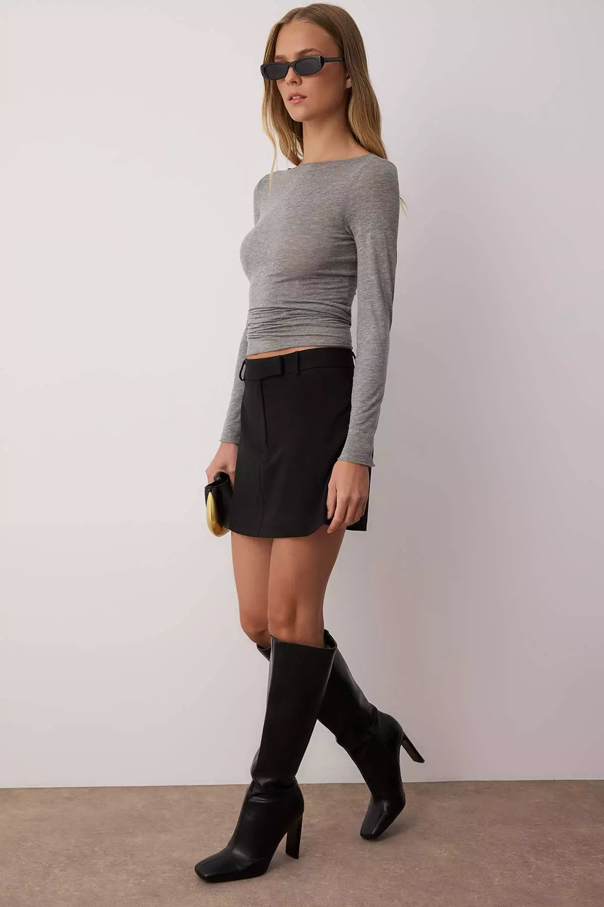 Black Mini Straight Cut Shorts Skirt Shorts