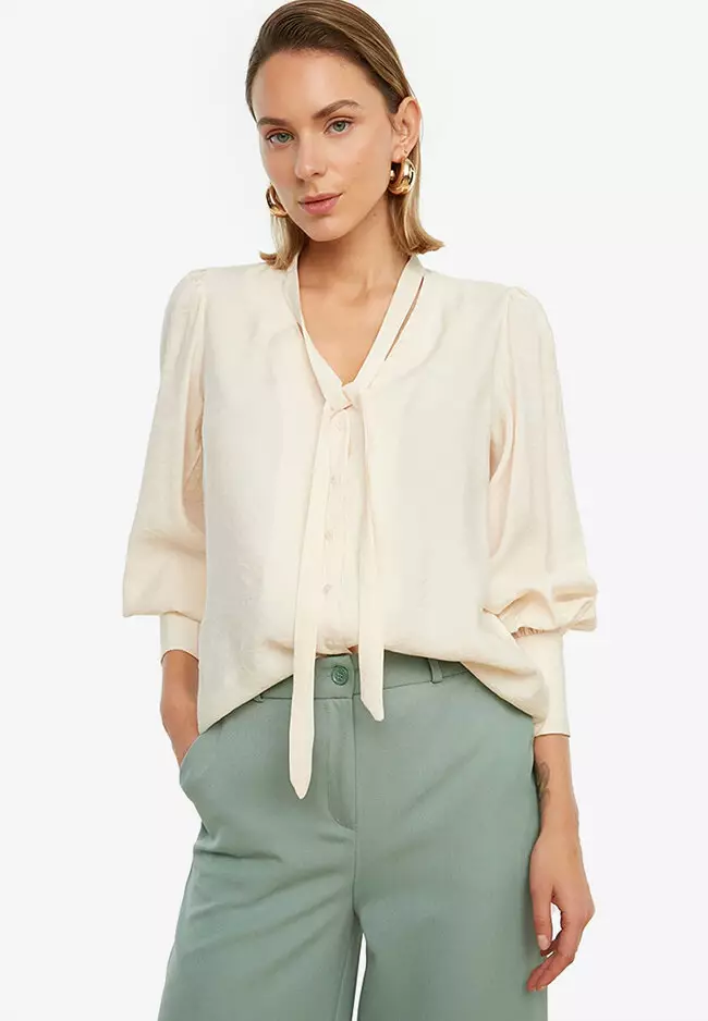 網上選購Trendyol Tie Neck Blouse 2023 系列| ZALORA香港