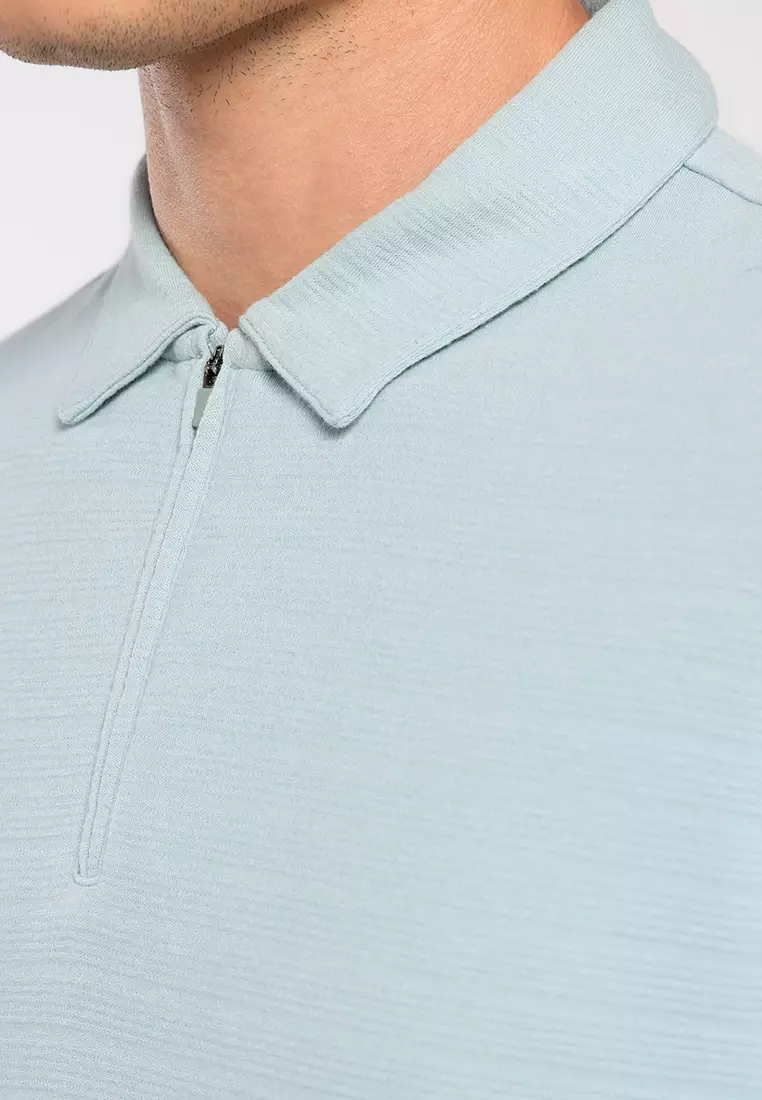 MANZONE - Kaos Polo Lengan Pendek Pria Grom 01 Slim Fit - Light Green Warna Green_Light
