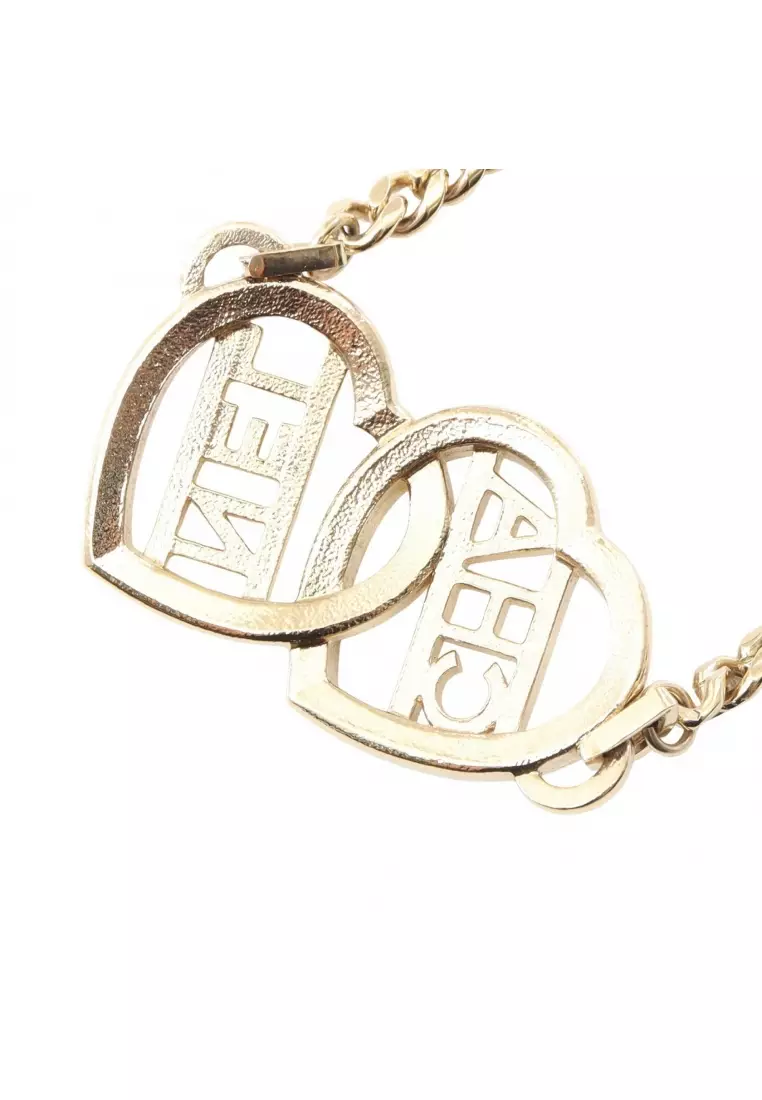 Pre-Loved Chanel choker heart logo GP Rhinestone gold clear F23B