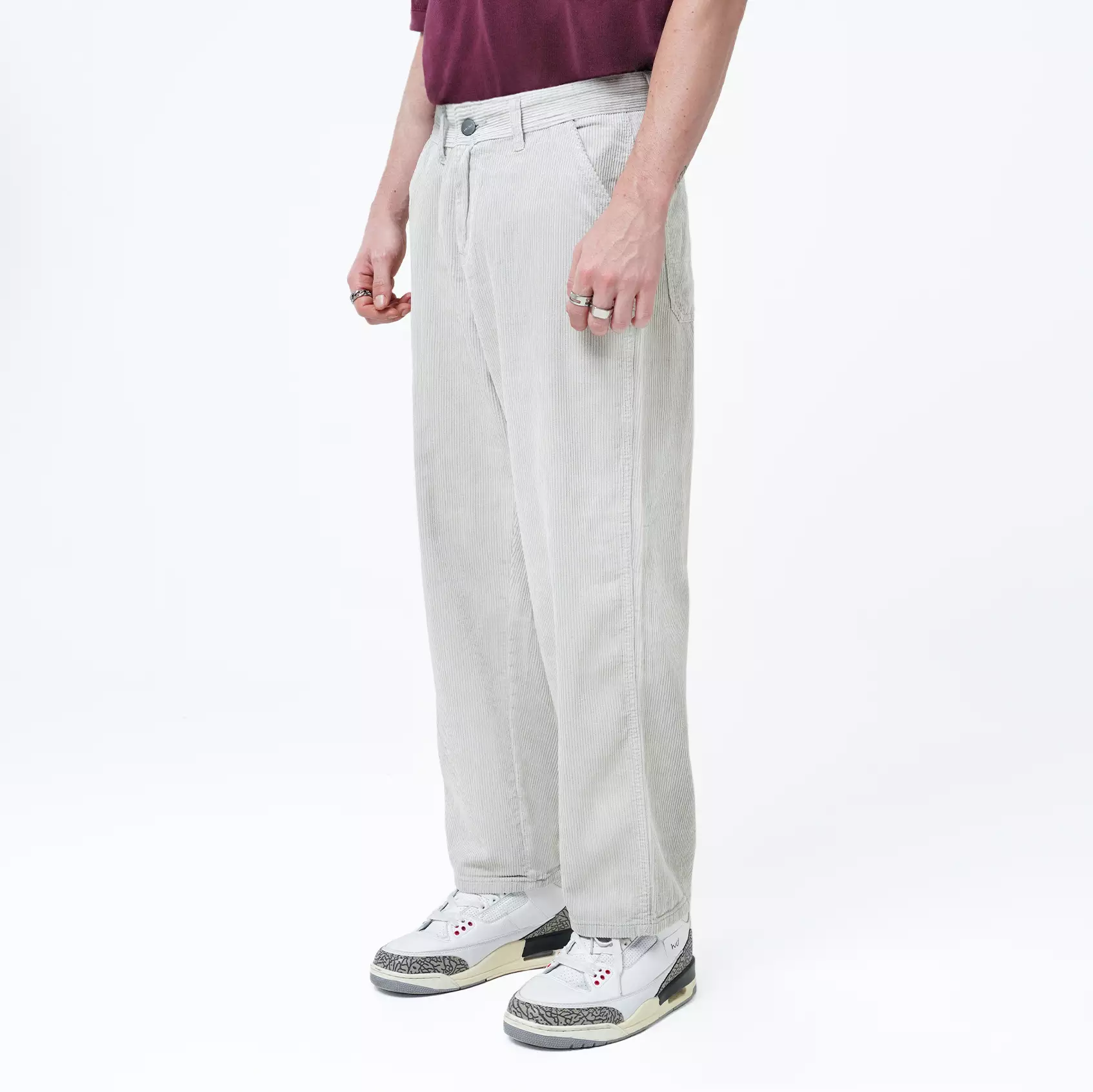 CELCIUS Corduroy Pants Baggy Wide Leg Fit I31000397C Light Grey