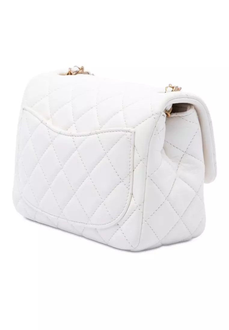 Pre-Loved Chanel Mini Square Classic Lambskin Pearl Crush Single Flap