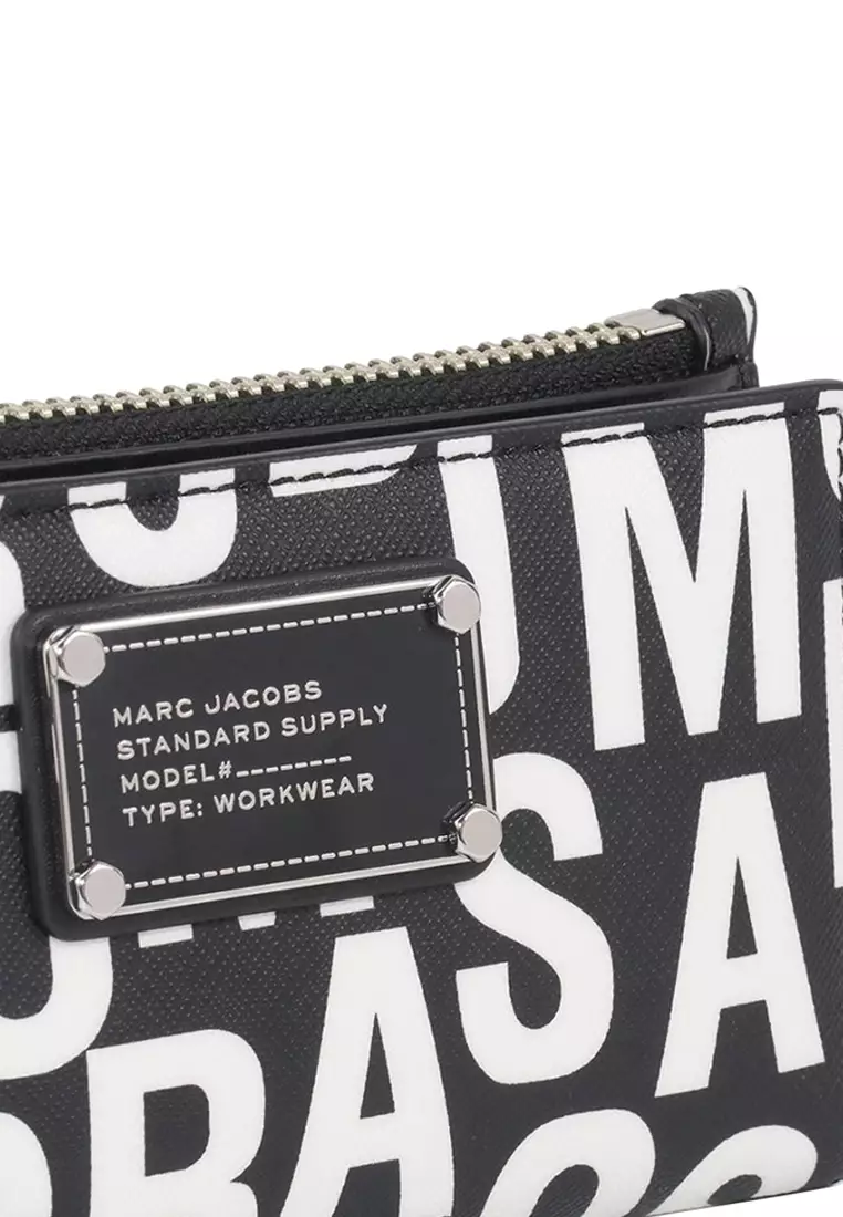Jumbled Logo Trademarc Medium Flat Wallet - Black/ White 4P4SMP027S02