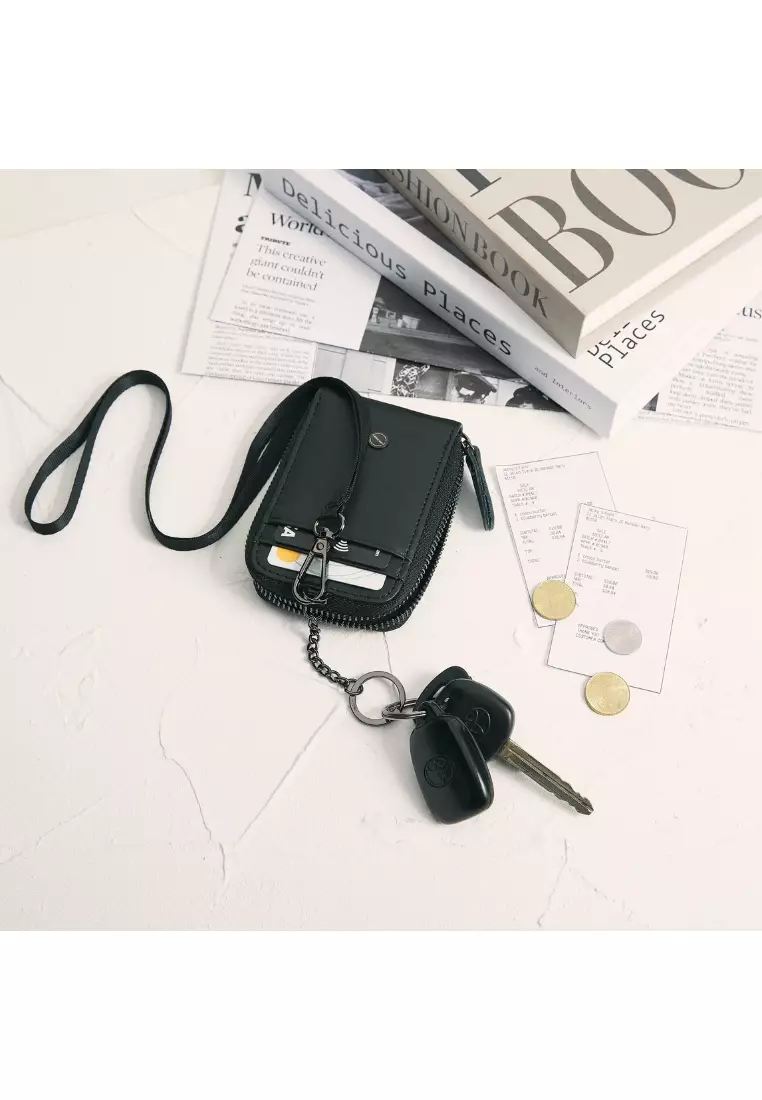 Leather Lanyard ID Zipper Card Holder Pouch JWB 30854