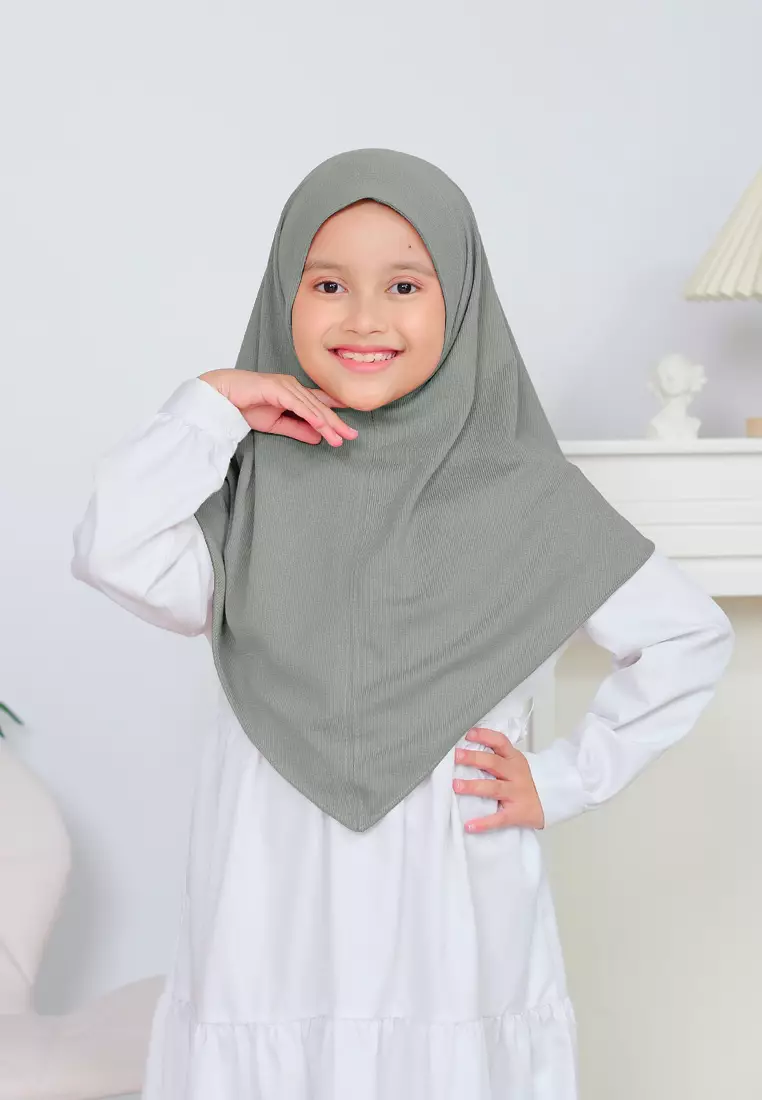 Cotton Bee - Miley Knit Bergo | Hijab Instan Anak - Sage Green
