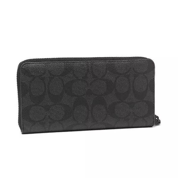 Coach Accordion Wallet F25517 With Signature Canvas In Black Oxblood