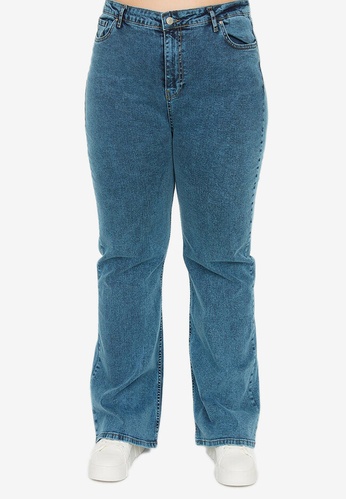 Trendyol blue Plus Size High Waist Flare Jeans 5E072AA6821464GS_1