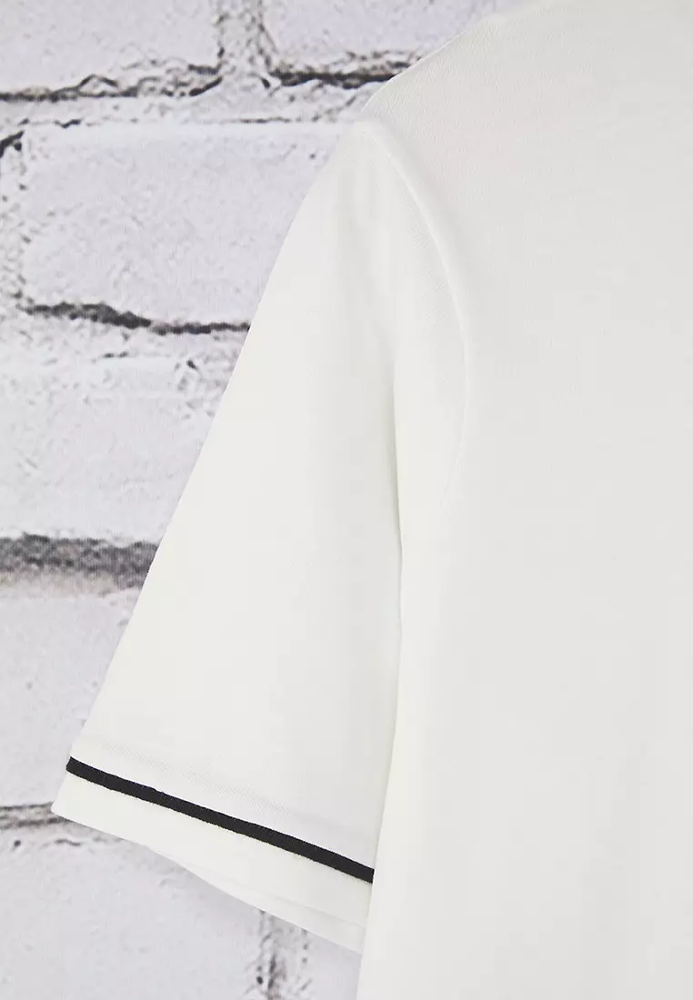 Ecru Crew Neck with Piping Detail Basic Plus Size T-shirt TBBSS25BF00050