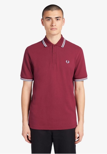 Fred Perry red M12 Twin Tipped Fred Perry Shirt (Maroon) C08ABAAD26FB98GS_1