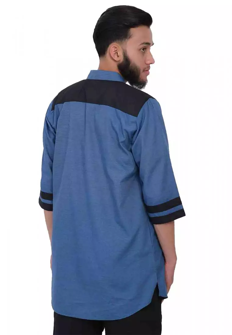 Zayidan Baju Koko Gamis Muslim Pria Izzat - Biru