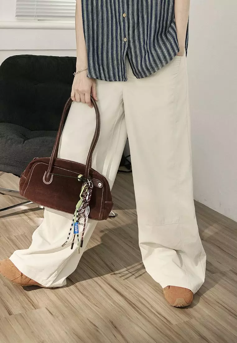 休閒素色車線口袋寬褲《BA7884》