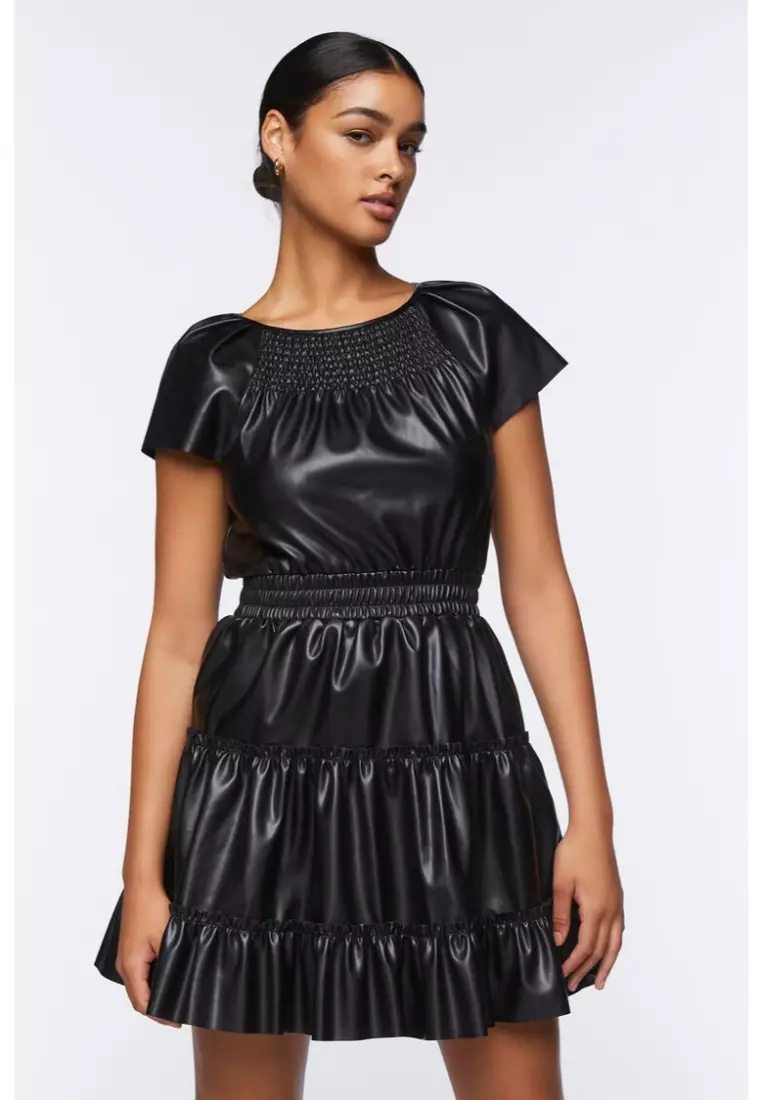 Buy FOREVER 21 Faux Leather Tiered Mini Dress 2023 Online ZALORA