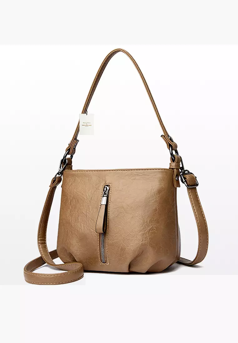 Textured Faux Leather Cross-Body Bucket Bag JW HD-3938