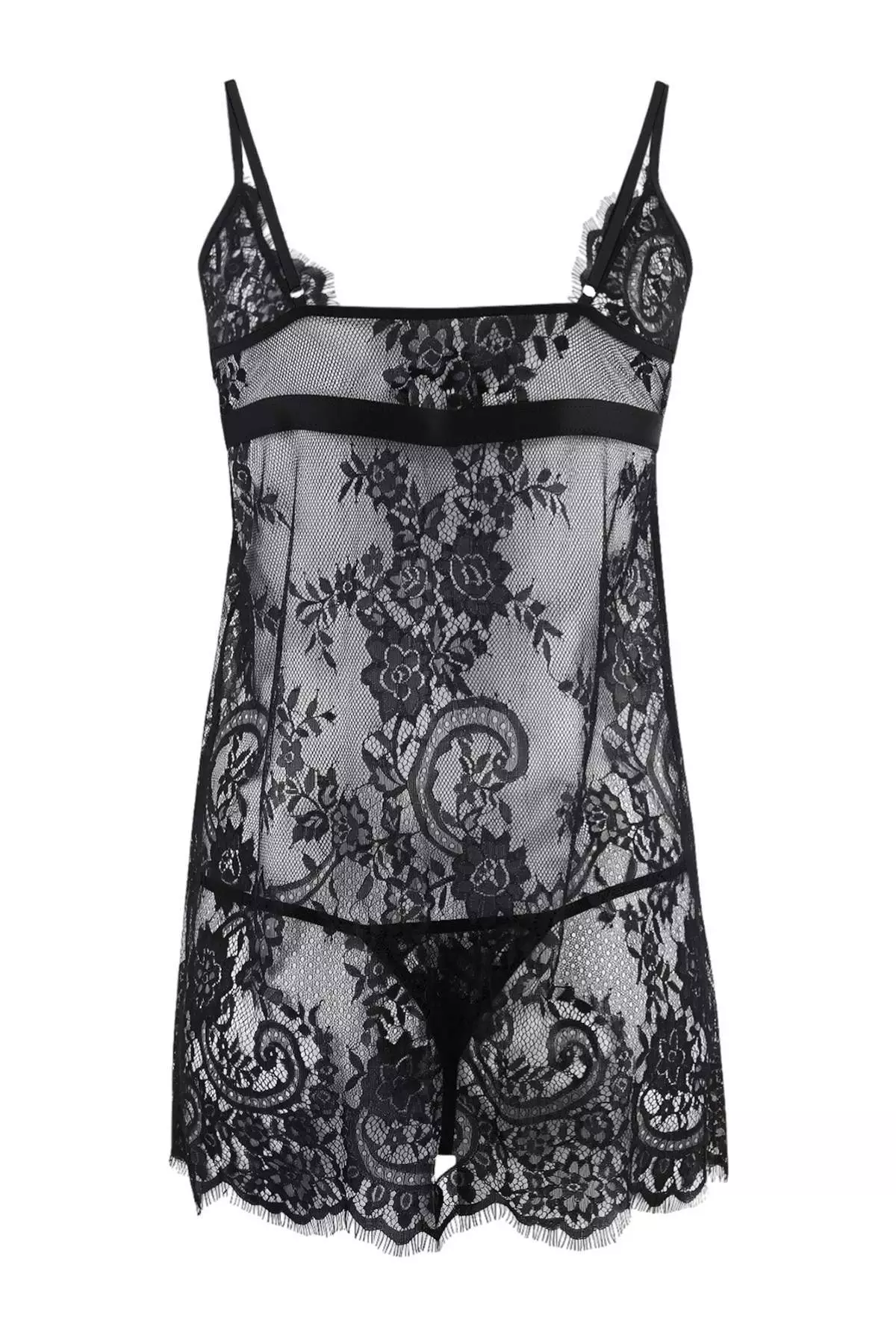 Black Lace Fancy Nightgown/Babydoll Thmss26Ll15