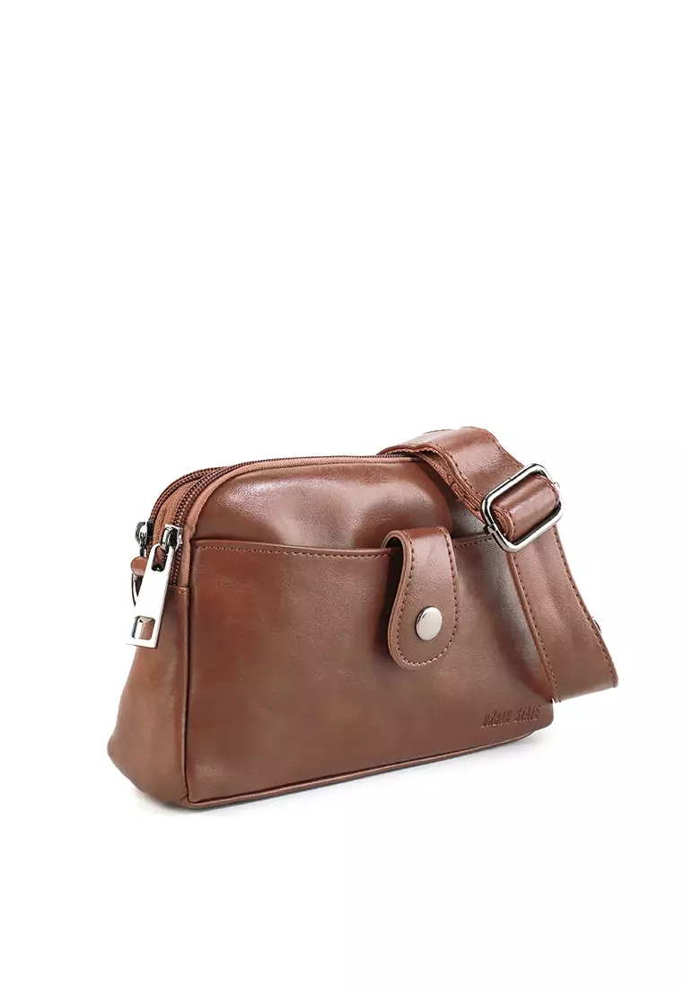 Distressed Leather Legacy Crossbody Pouch Bag