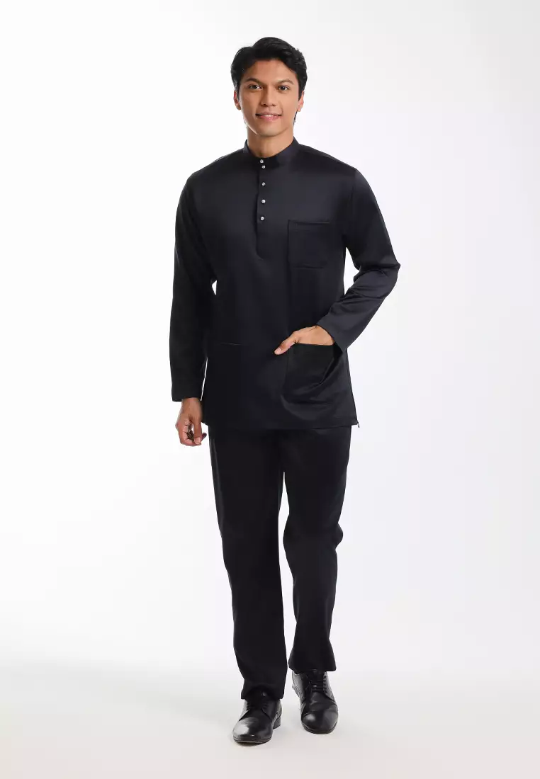 Alain Delon Baju Melayu Cekak Musang Dewasa - 19026005-99Black