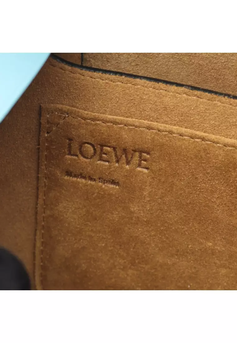 Pre-Loved LOEWE GATE BAG gate bag Small Shoulder bag leather Light blue black