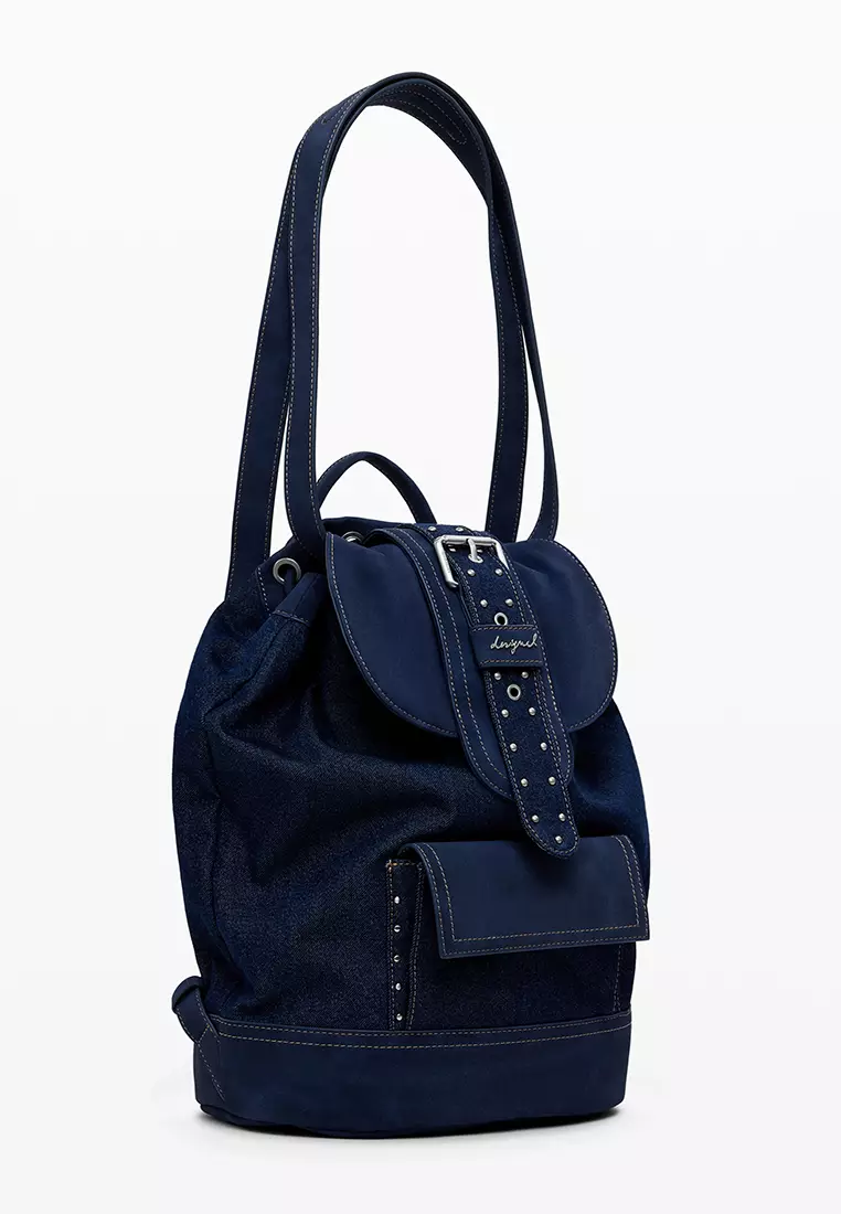 Medium denim bucket backpack