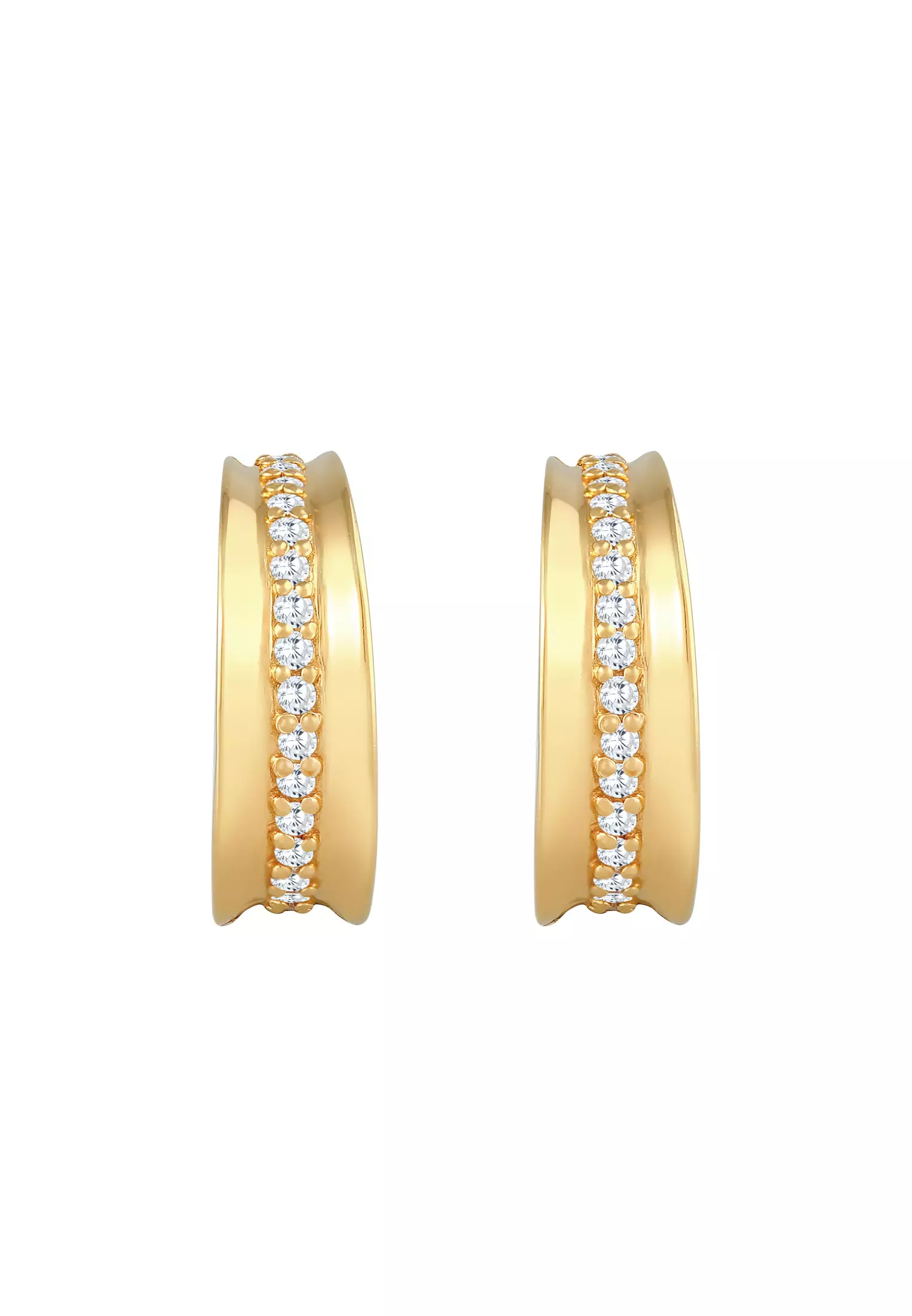 Earrings Creoles Elegant Sparkling Zirconia Crystalsss Gold Plated