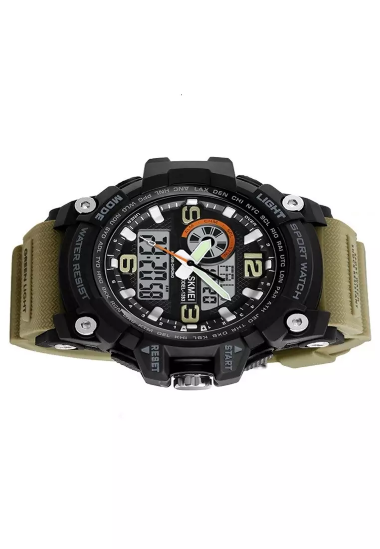 Jam Tangan Casual Digital Analog Pria LED Waterproof Strap Tali Material Silicone HG51 ORIGINAL