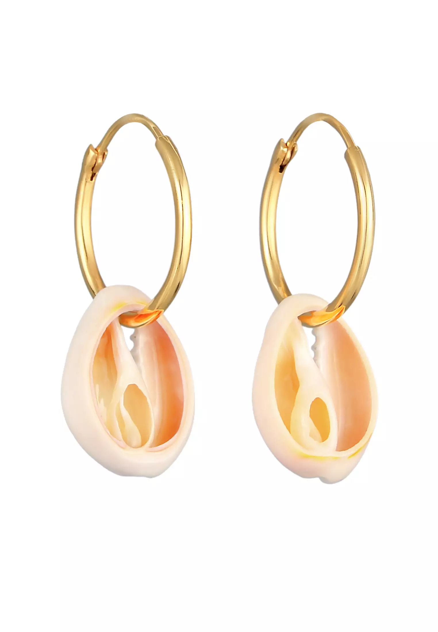 Earrings Creoles Trend Kauri Shell Gold Plated
