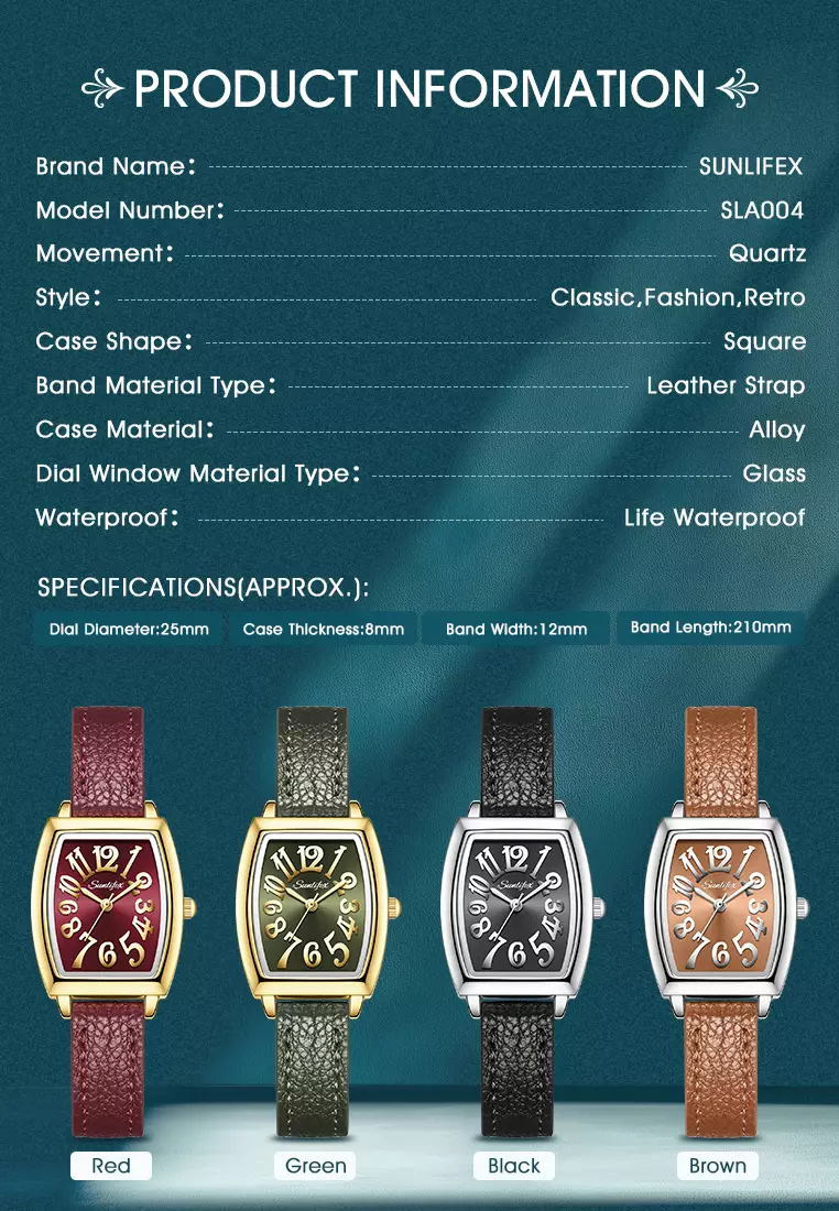 Jam Tangan Wanita Simple Original Korea Tali Kulit Anti Air Jam Tangan Cewek Red