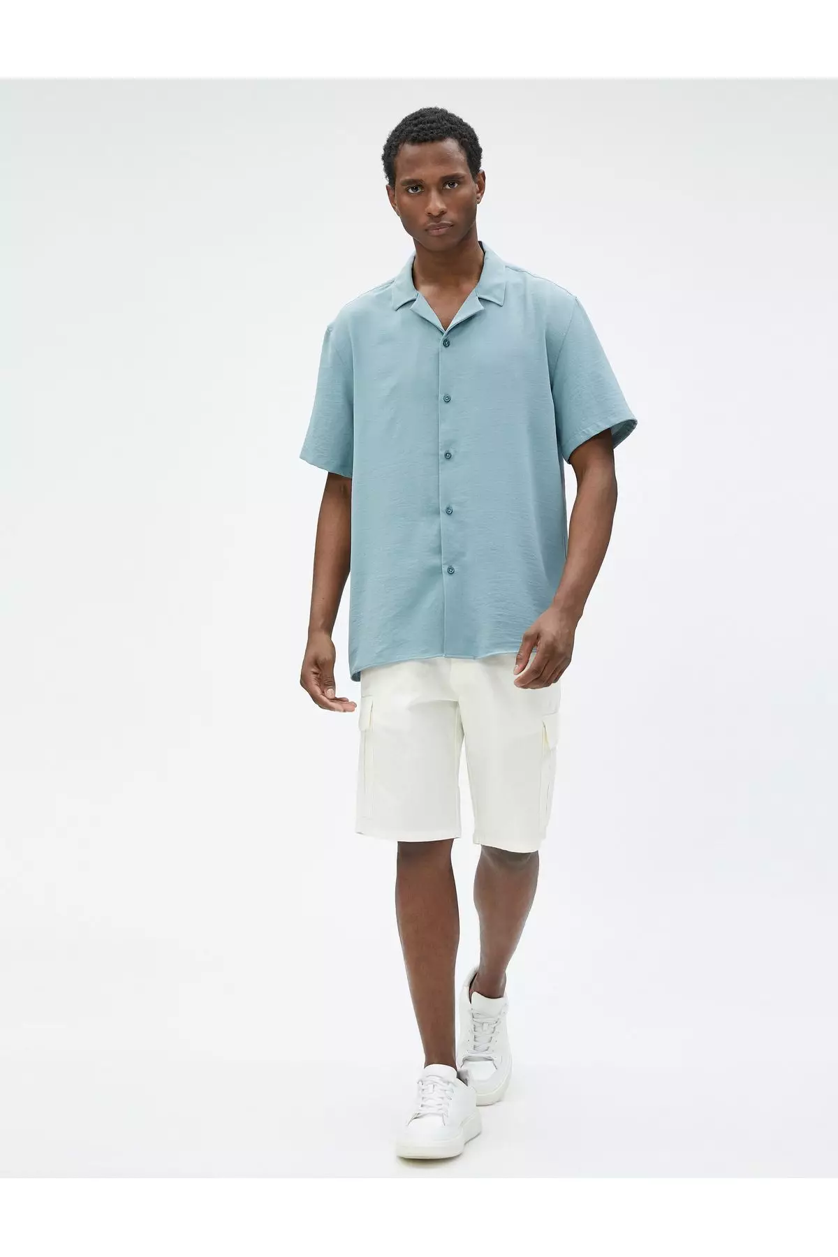 Summer Shirt Short Sleeve Turn-Down Collar Buttoned