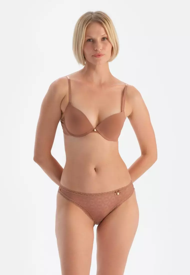 Brown Basic Bra, Push-up, Half-padded, Underwire, Underwear for Women