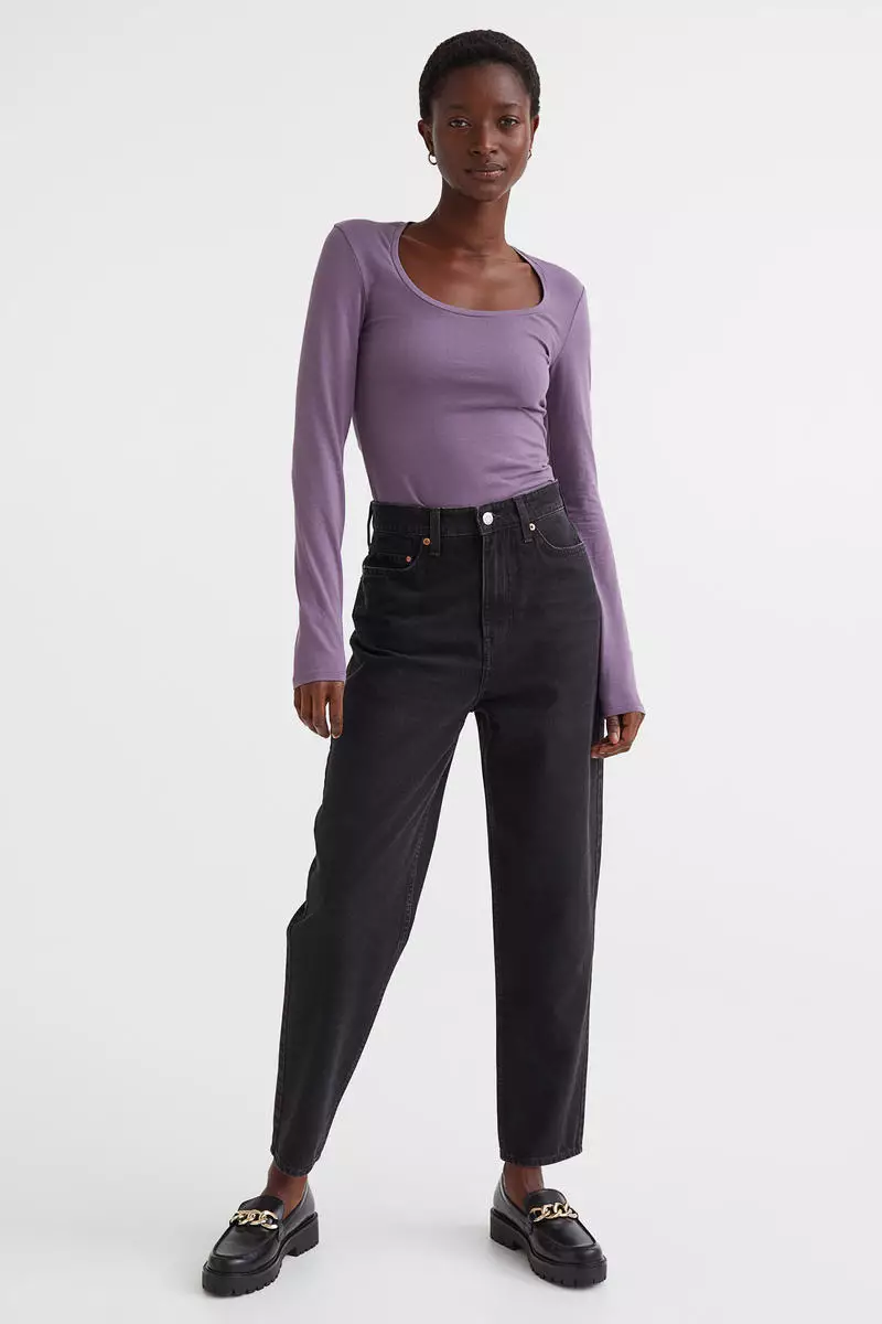 Long-sleeved jersey top