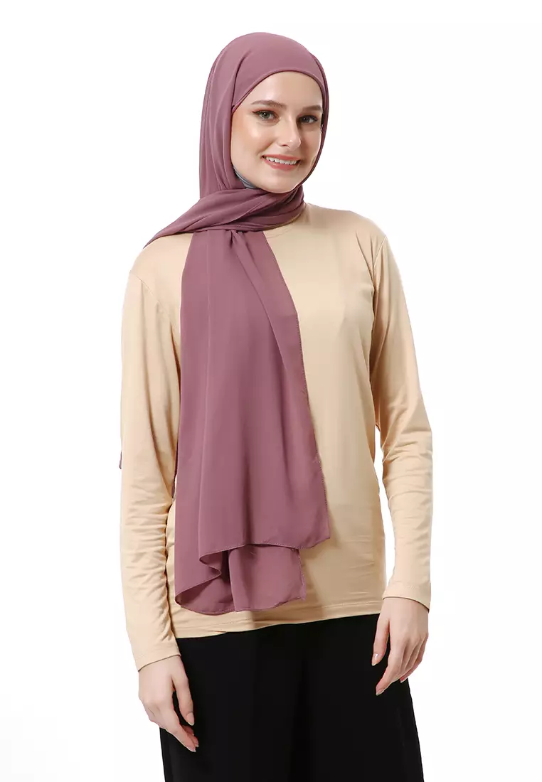 Zhalika Phasmina Motif Polos High Premium Quality - Rosewood