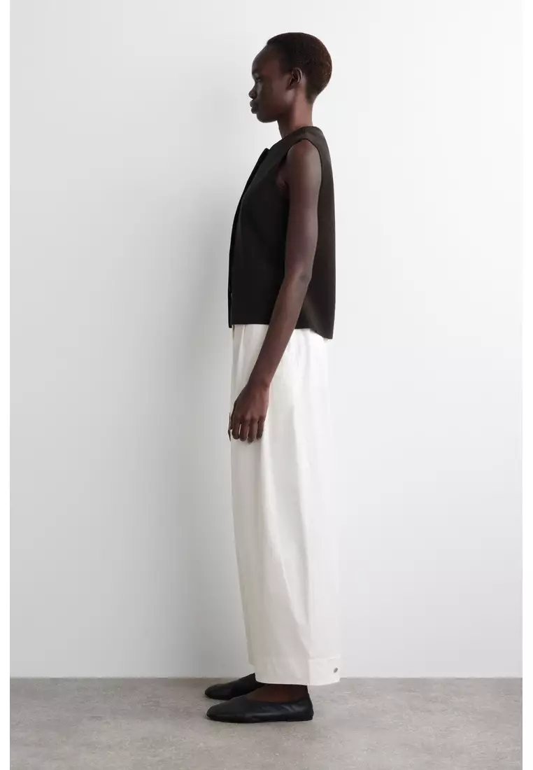 COTTON BARREL-LEG TROUSERS