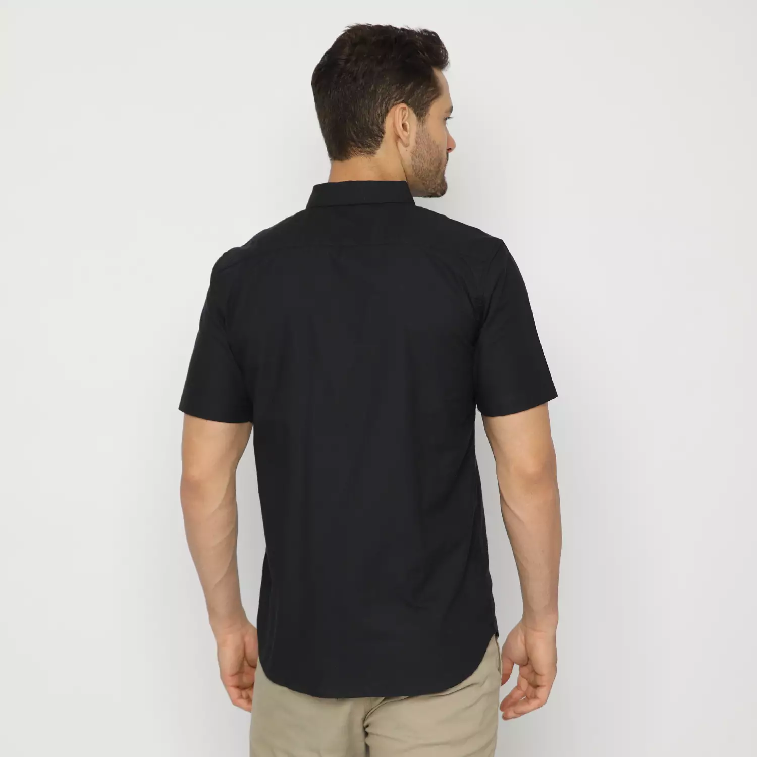 Platini Kemeja Hitam Pria Lengan Pendek Basic Katun Oxford 63206