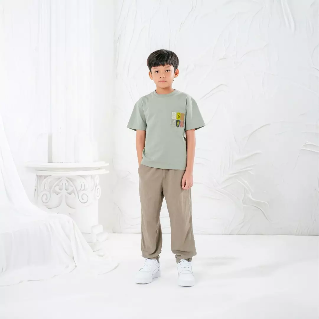 LEAF T-Shirt Boy Green - Baju Kaos Anak Lengan Pendek - Bahan 100% Cotton
