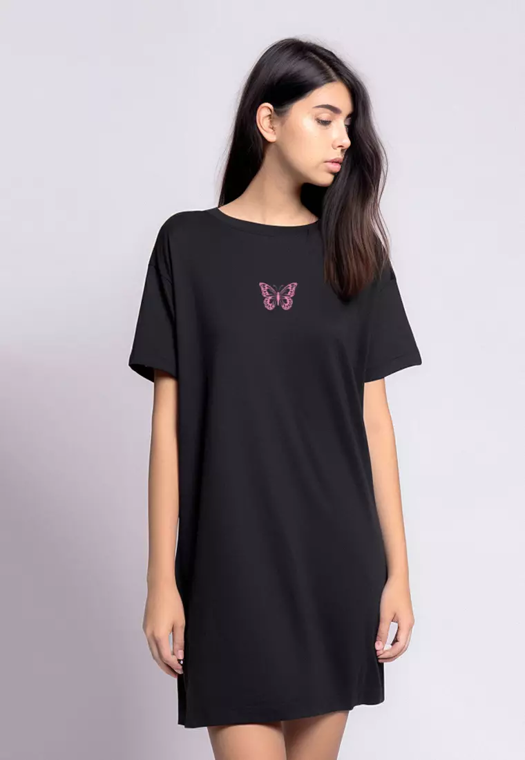 Dress hitam pink clearance
